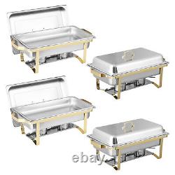 8 Quart Stainless Steel Chafing Dish Buffet Set Stainless Steel Gold & Silver 4X