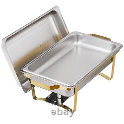 8 Quart Stainless Steel Chafing Dish Buffet Set Stainless Steel Gold & Silver 4X