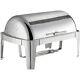 8 Quart Stainless Steel Chrome Chafer With Rolling Top Professional Full Size