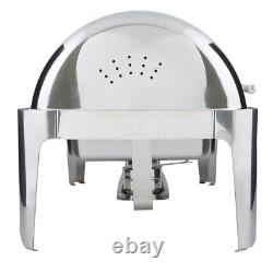 8 Quart Stainless Steel Chrome Chafer With Rolling Top Professional Full Size