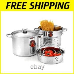 8-Quart Stainless Steel Pasta Cooker Steamer Set