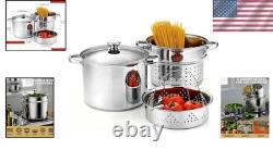 8-Quart Stainless Steel Pasta Cooker Steamer Set