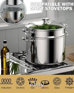 8-Quart Stainless Steel Pasta Cooker Steamer Set