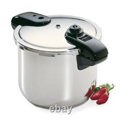 8-Quart Stainless Steel Pressure Cooker, Deluxe, High-speed Tri-clad Base Silver