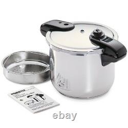 8-Quart Stainless Steel Pressure Cooker, Deluxe, High-speed Tri-clad Base Silver