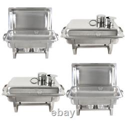 8 Quart Stainless Steel Rectangular Chafing Dish Full Size Buffet Catering 4Pack