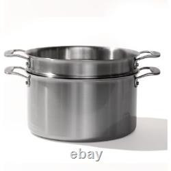 8 Quart Stainless Steel Stock Pot With Steamer Basket Insert-5 Ply StainlessClad