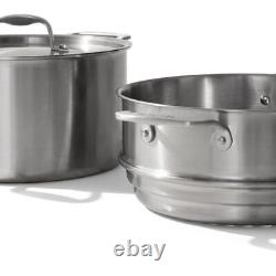 8 Quart Stainless Steel Stock Pot With Steamer Basket Insert-5 Ply StainlessClad