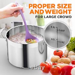 8-Quart Stainless Steel Stockpot 18/8 Food Grade Heavy Duty Large Stock Pot fo