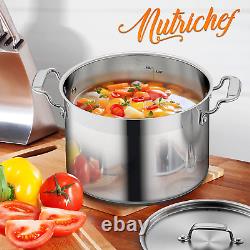 8-Quart Stainless Steel Stockpot 18/8 Food Grade Heavy Duty Large Stock Pot fo