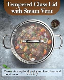 8 Quart Stainless Steel Stockpot Tri-Ply Clad Soup Pot, Induction Ready, Heavy