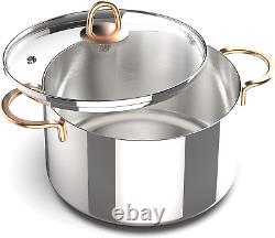 8 Quart Stock Pot, 3 Ply Stainless Steel Stock Pot, Soup Pot Cooking Pot with Li
