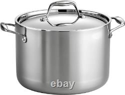 8-Quart Stock Pot with Lid, Induction-Ready Pasta Pot Tri-Ply Clad Stainless Steel