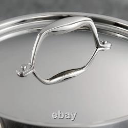 8-Quart Stock Pot with Lid, Induction-Ready Pasta Pot Tri-Ply Clad Stainless Steel