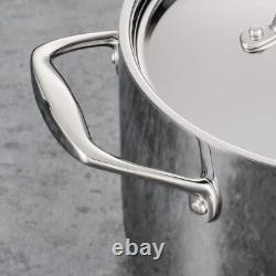 8-Quart Stock Pot with Lid, Induction-Ready Pasta Pot Tri-Ply Clad Stainless Steel