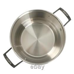 8 Quart Tri-Ply Stainless Steel 8 Quarts Tri-Ply Stainless with Black PVD Handle