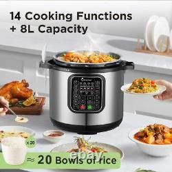 8-quart stainless steel pressure cooker 24-hour preset rice cooker
