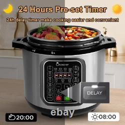 8-quart stainless steel pressure cooker 24-hour preset rice cooker