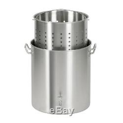 80/100 Qt Stainless Steel Stock Pot Raised Deep Steamer strainer Boil Basket