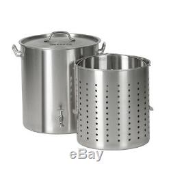 80/100 Qt Stainless Steel Stock Pot Raised Deep Steamer strainer Boil Basket