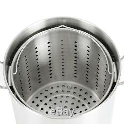 80/100 Qt Stainless Steel Stock Pot Raised Deep Steamer strainer Boil Basket