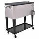 80 Quart Patio Cooler Rolling Outdoor Stainless Steel Ice Beverage Chest New
