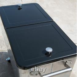 80 Quart Stainless Steel Portable Rolling Storage Cooler Cart