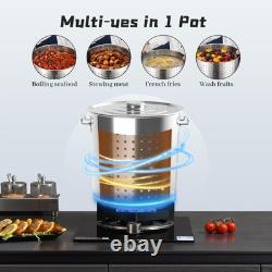 80-Quart Stainless Steel Seafood Boil Pot with Lid, Crab, Lobster, Shrimp Boil