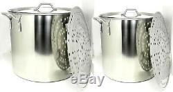 80 qt + 60 qt Quart Stainless Steel Beer Brew Stock Pots Rack+Lid BA79-60/80