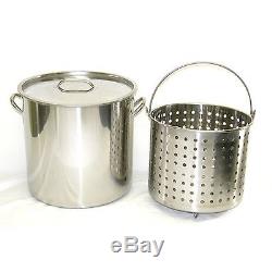 80 qt Quart 20 Gal Stainless Steel Stock Pot Steamer Boil Basket Beer Brew Fry