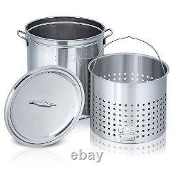 82 Quart Stainless Steel Stockpot withBasket Perfect for Soups, Boils, Stews a