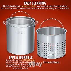 82 Quart Stainless Steel Stockpot withBasket Perfect for Soups, Boils, Stews a