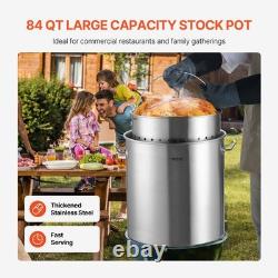 84QT 32quart Stainless Steel Stockpot with Basket & Lid, Heavy Duty Cooking Pot