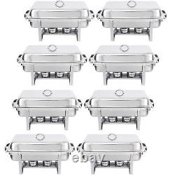 8Pack 8 Quart Stainless Steel Rectangular Chafing Dish Full Size Buffet Catering