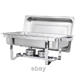 8Pack 8 Quart Stainless Steel Rectangular Chafing Dish Full Size Buffet Catering