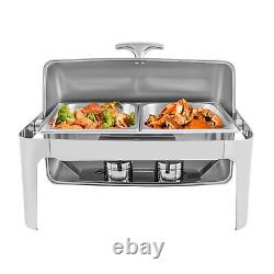 9.54 Quart Chafer Heavy-Duty Stainless Steel Buffet Chafing Dish Set Roll Top