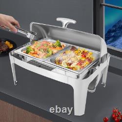 9.54 Quart Chafer Heavy-Duty Stainless Steel Buffet Chafing Dish Set Roll Top