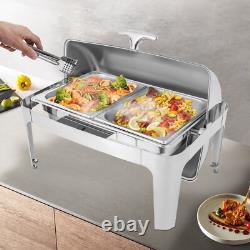 9.54 Quart Chafer Heavy-Duty Stainless Steel Buffet Chafing Dish Set Roll Top