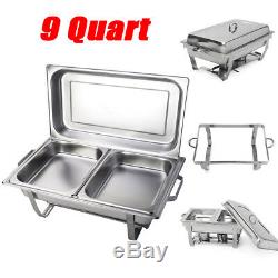 9 Quart Stainless Steel Rectangular Chafing Dish Full Size Buffet Catering
