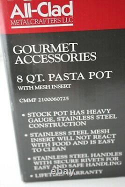ALL-CLAD 8 Quart Stock Pasta Pot Strainer Steamer Mesh + Lid Stainless Steel NEW