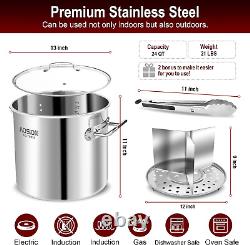 AOSION 24 Quart Stainless Steel Stock Pot With Lid, 3-IN-1 Large Heavy Duty Pot