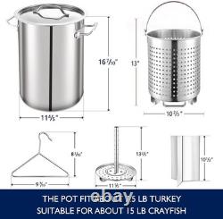 ARC 32quart Large Stainless Steel Stockpot with 36in Mixing Spoon for Seafood