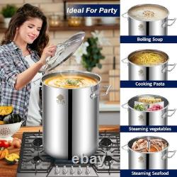 ARC 32quart Large Stainless Steel Stockpot with 36in Mixing Spoon for Seafood