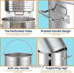 ARC 32quart Large Stainless Steel Stockpot with 36in Mixing Spoon for Seafood