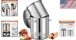 ARC 64-Quart Stainless Steel Seafood Boil Pot with Basket and Two Brown Paper