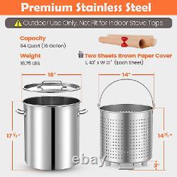 ARC 64-Quart Stainless Steel Seafood Boil Pot with Basket and Two Brown Paper, C