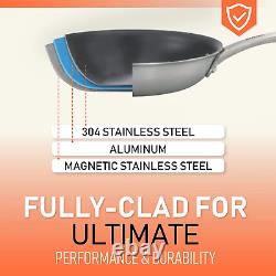 Abbio Saute Pan + Lid, 3.5-Quart Capacity, 10 Diameter, Stainless Steel, Fully