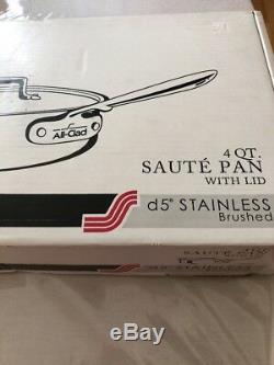 All-Clad 4 Quart Saute Pan with Lid D5 Stainless Brushed-Brand New