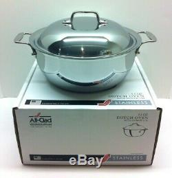 All-Clad 5.5-Quart Dutch Oven with Domed Lid Tri-Ply Stainless 4500 -NEW