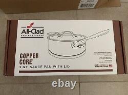 All-Clad 6203 SS Copper Core Saucepan with Lid, 3-Quart, Silver NEW